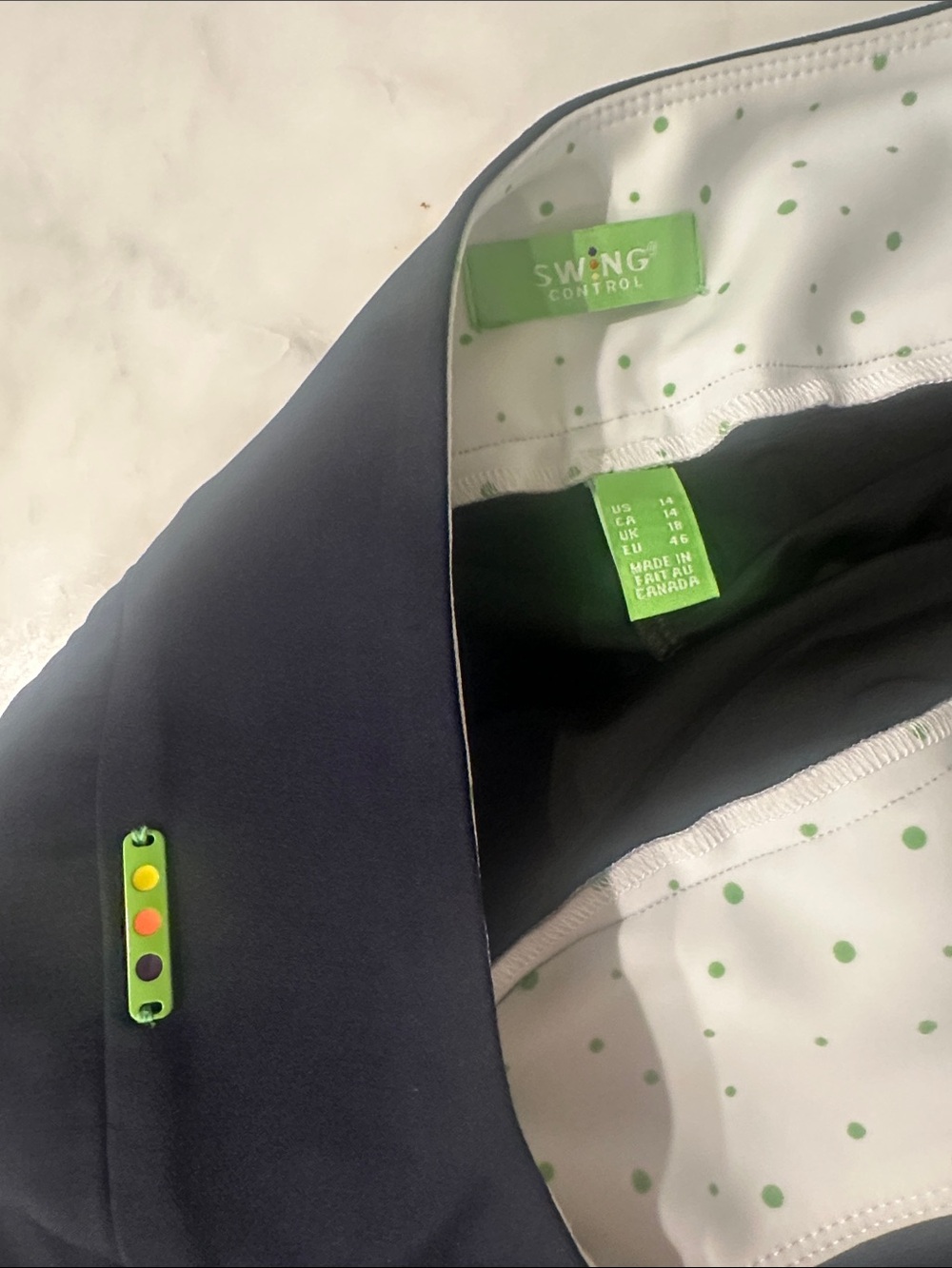 Swing Control Navy Midi Skirt with Lime Green Trim